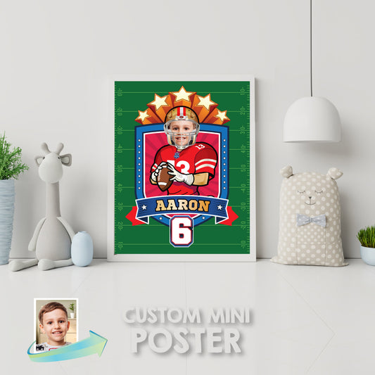 Custom Football Print with kid as favorite player, Personalized 49ers gifts with photo. 420PS