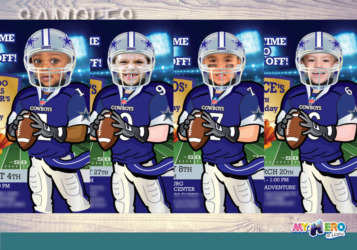 Dallas Cowboys birthday Invitation template with your kid as the star, Dallas Cowboys children theme party. 421IN