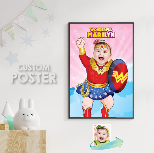 Baby Wonder Woman Poster, Baby Wonder gift Gift, Wonder baby girl Nursery. 427