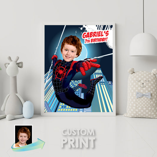 Personalized SpiderVerse Print with Child as Miles Morales. 428B