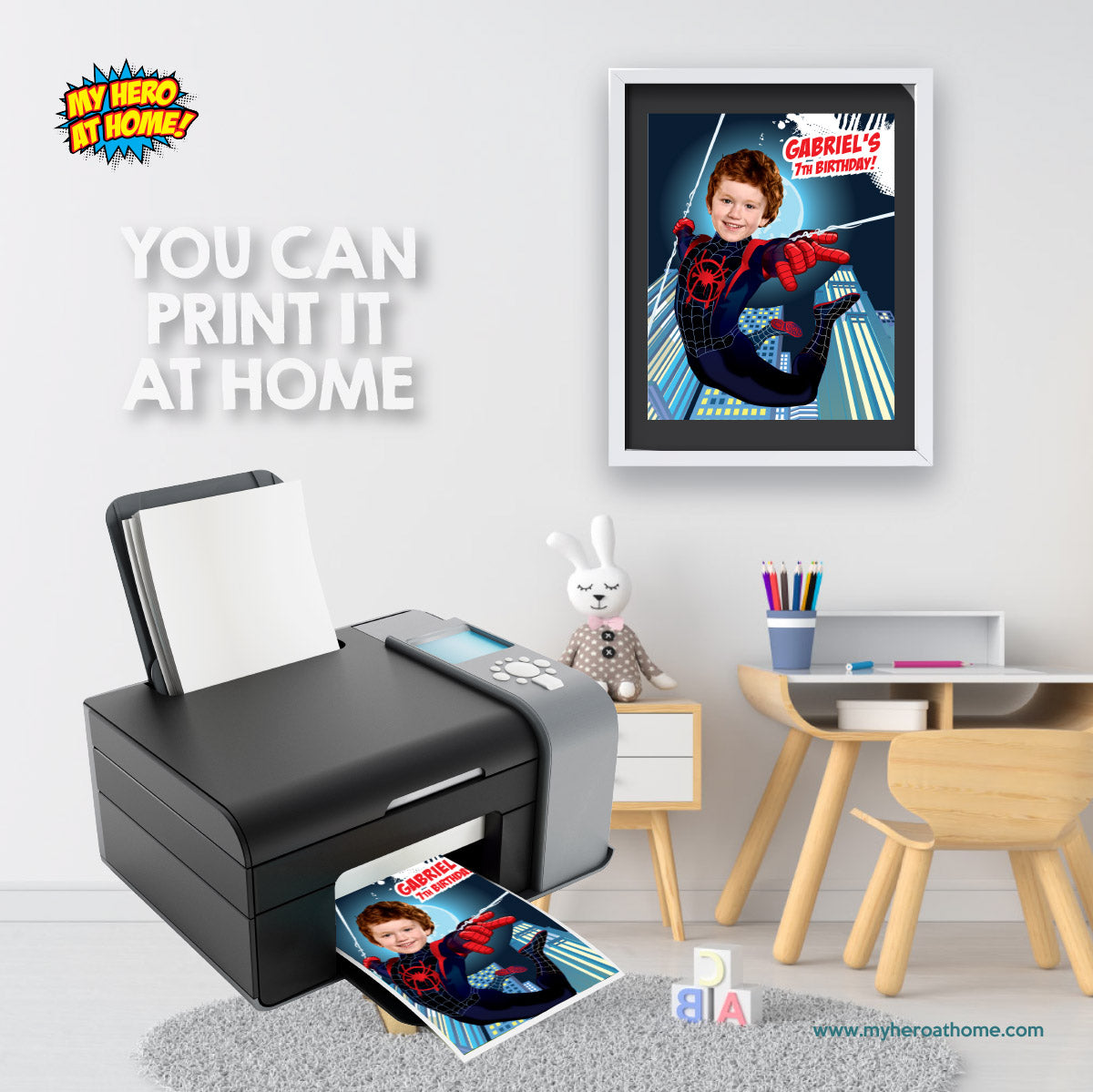 Personalized SpiderVerse Print with Child as Miles Morales. 428B