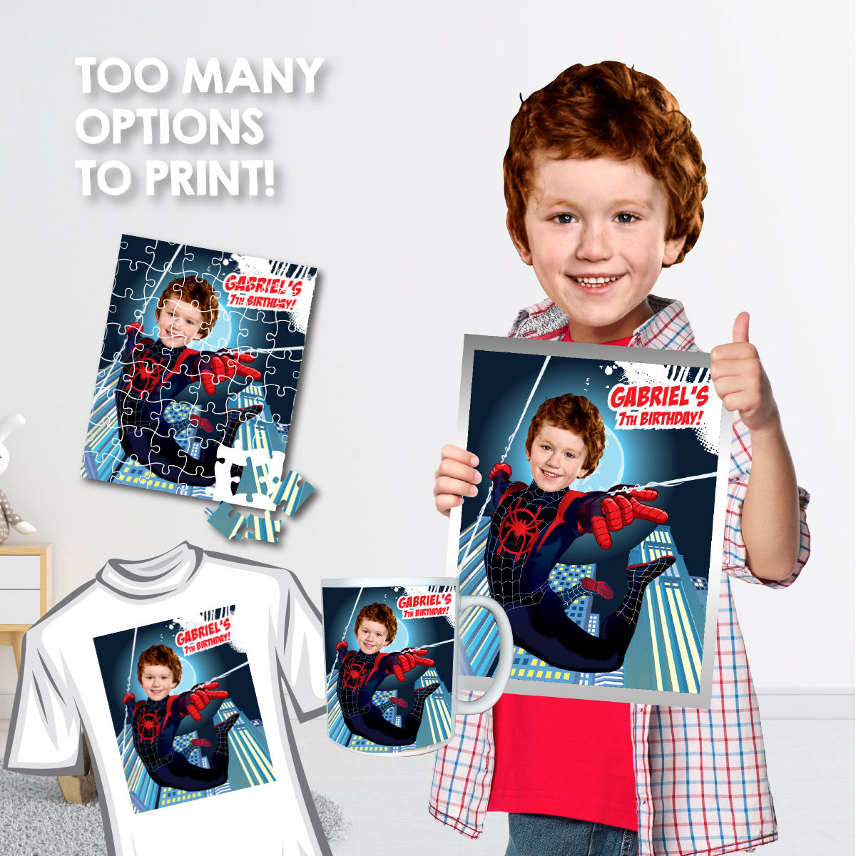 Personalized SpiderVerse Print with Child as Miles Morales. 428B