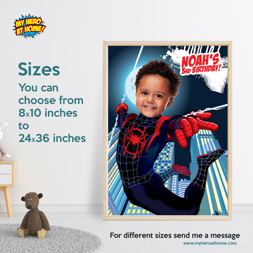 Miles Morales Poster with your kid as the star, Custom Miles Morales printable gift. 428