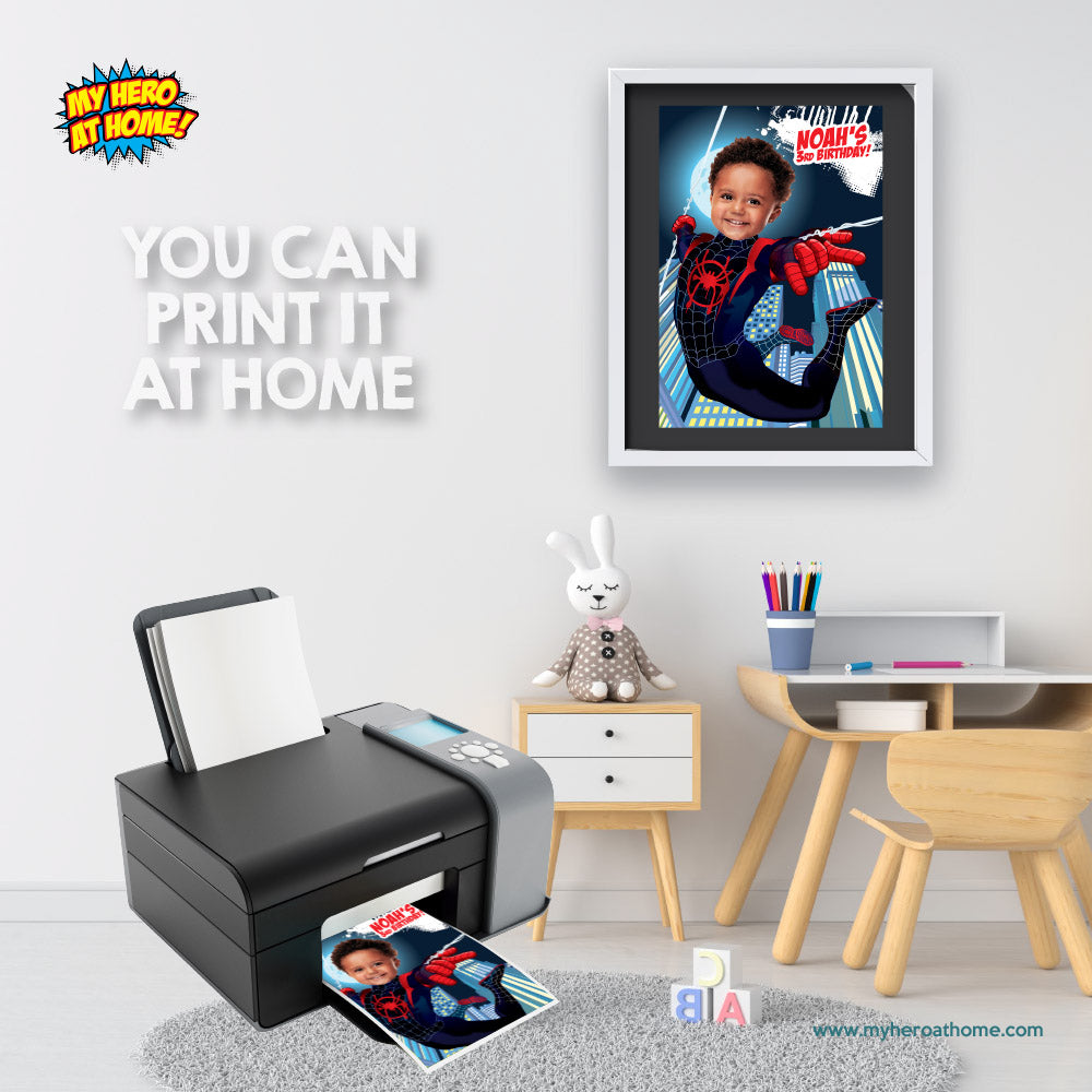 Miles Morales Poster with your kid as the star, Custom Miles Morales printable gift. 428
