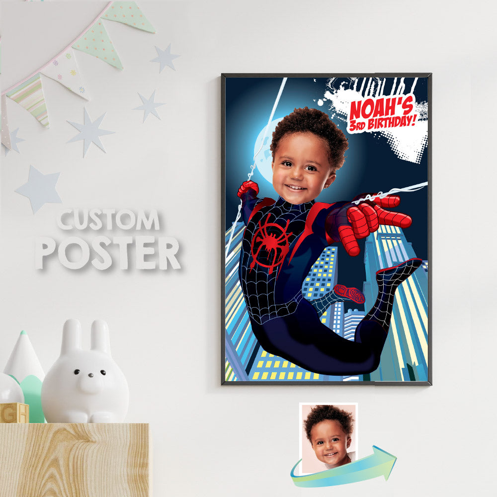Miles Morales Poster with your kid as the star, Custom Miles Morales printable gift. 428