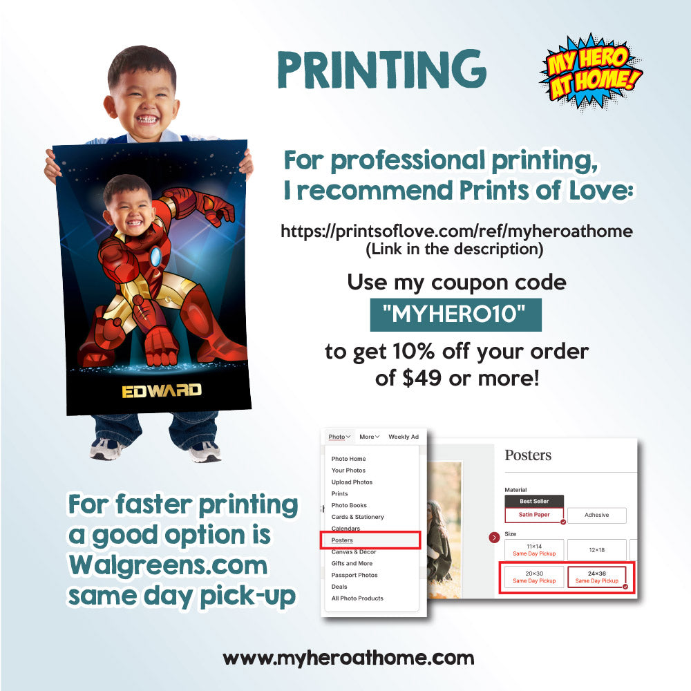 Personalized Ironman Gifts with kid as his favorite Avenger, Ironman Poster with photo. 429GF