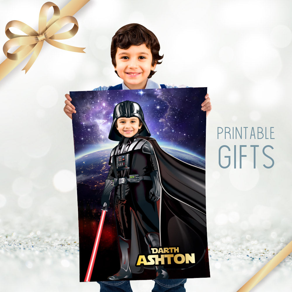 Personalized Darth Vader Poster Gift with kid as the star, Dark Side photo print. 431GF