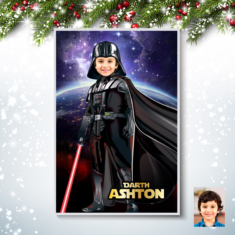 Personalized Darth Vader Poster Gift with kid as the star, Dark Side photo print. 431GF