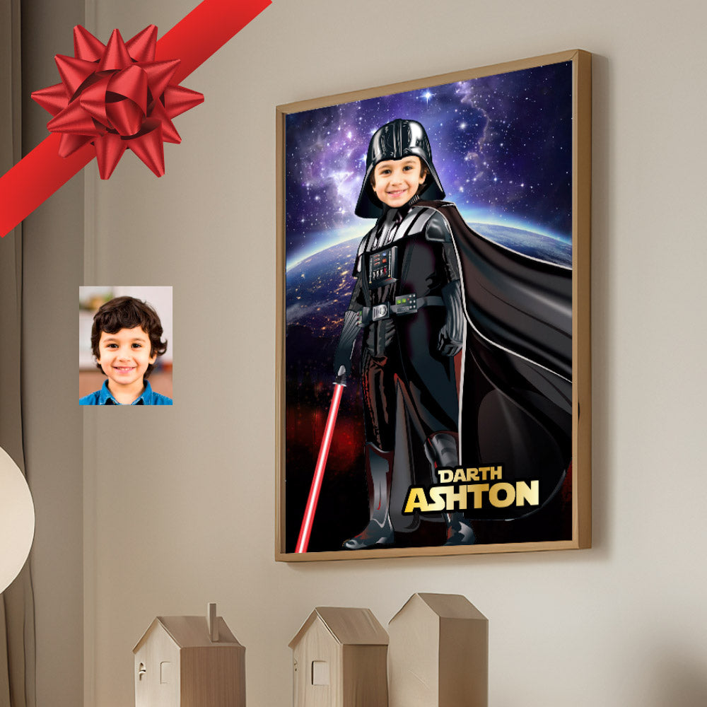 Personalized Darth Vader Poster Gift with kid as the star, Dark Side photo print. 431GF