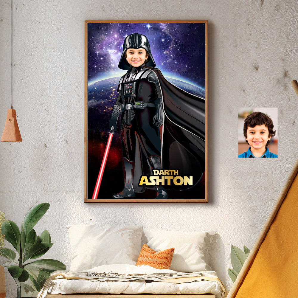 Personalized Darth Vader Poster Gift with kid as the star, Dark Side photo print. 431GF