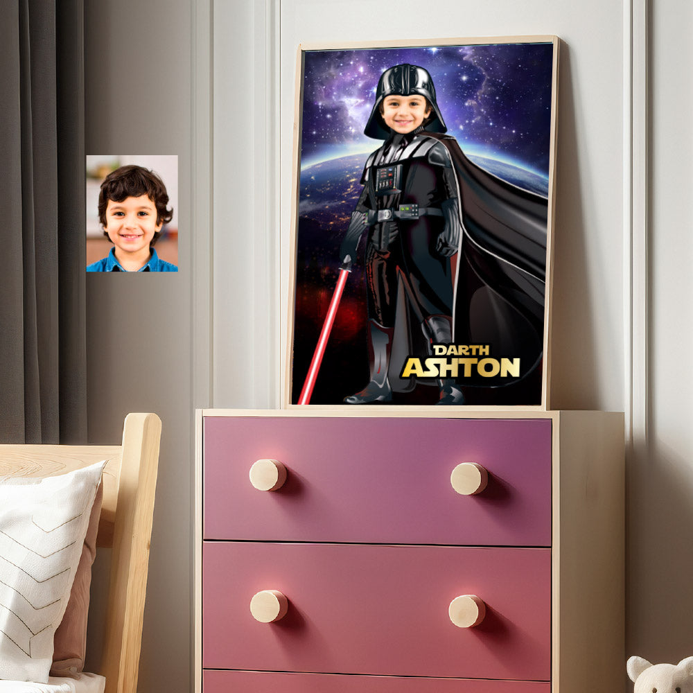 Personalized Darth Vader Poster Gift with kid as the star, Dark Side photo print. 431GF