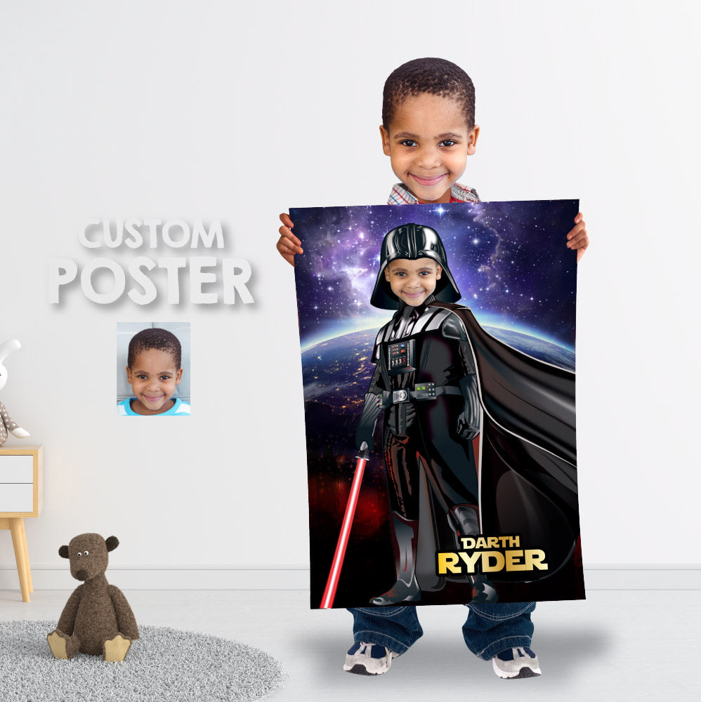 Custom Darth Vader Poster with your kid as Anakin Skywalker, Star Wars Dark Side Printable Gift for kids. 431PT