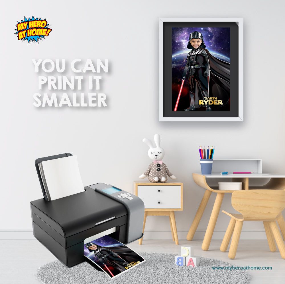 Custom Darth Vader Poster with your kid as Anakin Skywalker, Star Wars Dark Side Printable Gift for kids. 431PT