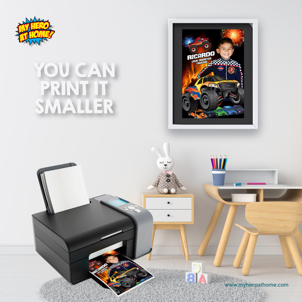 Monster Truck Photo Poster, Monster Jam Poster with photo, Custom Monster Truck Printable Gifts. 452