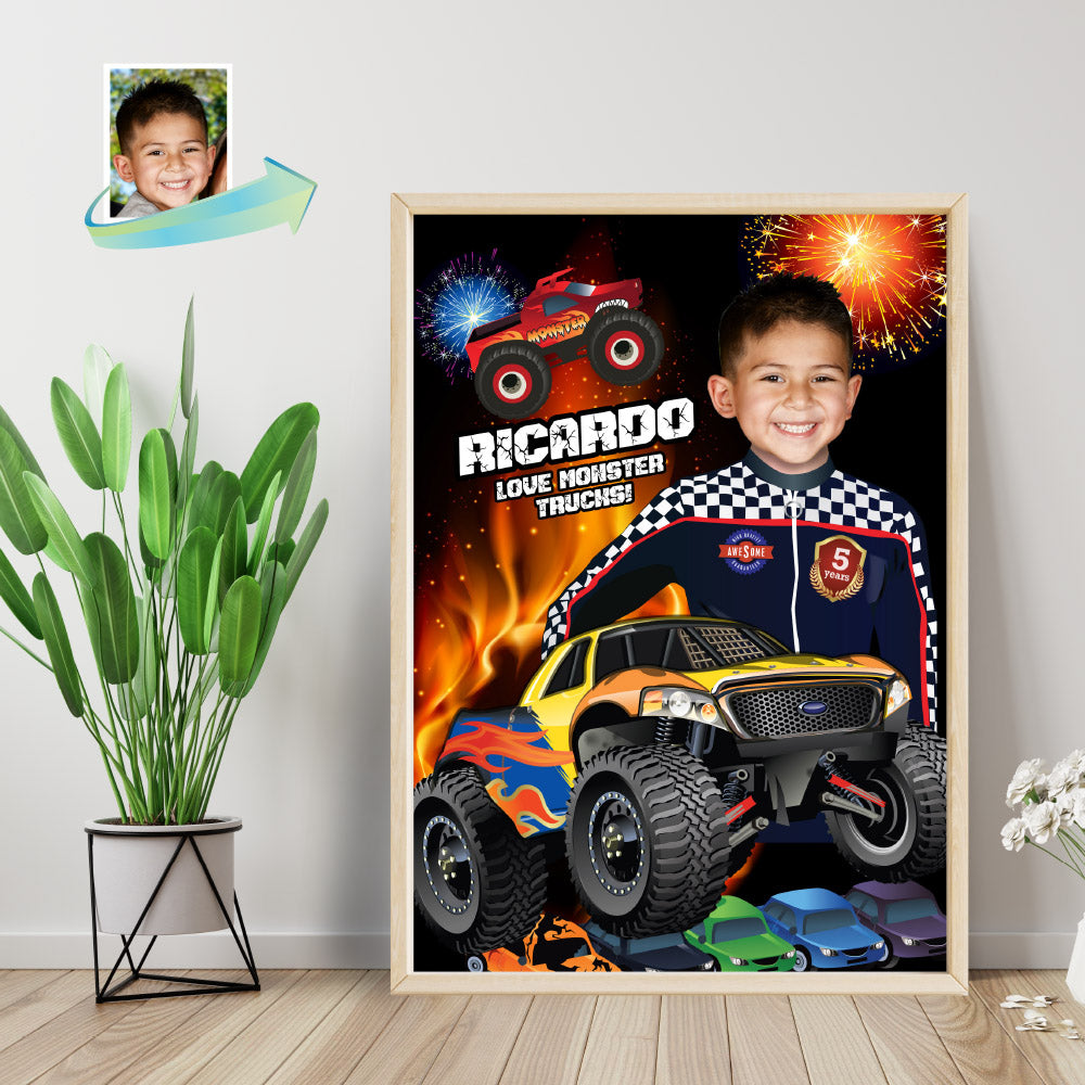 Monster Truck Photo Poster, Monster Jam Poster with photo, Custom Monster Truck Printable Gifts. 452