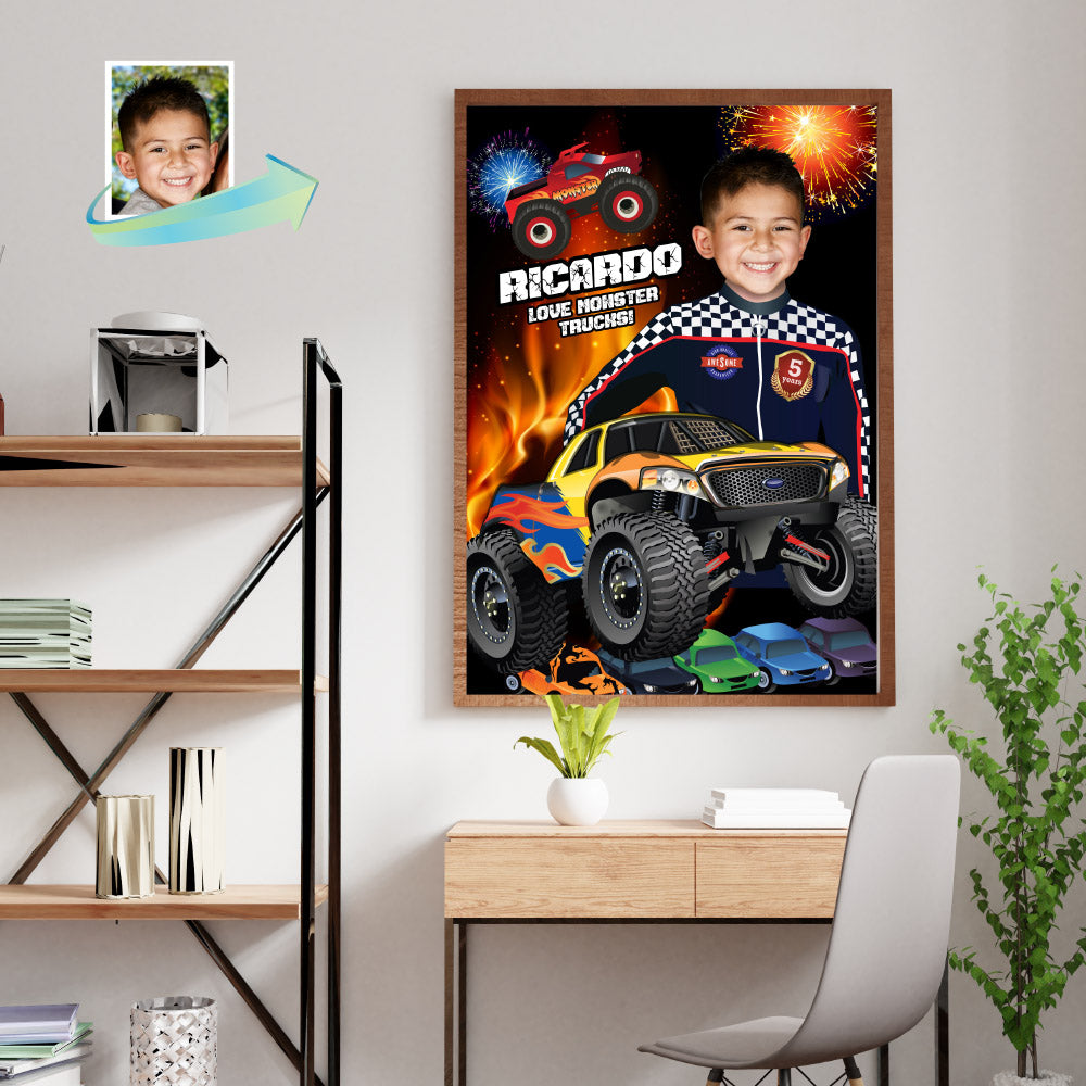 Monster Truck Photo Poster, Monster Jam Poster with photo, Custom Monster Truck Printable Gifts. 452
