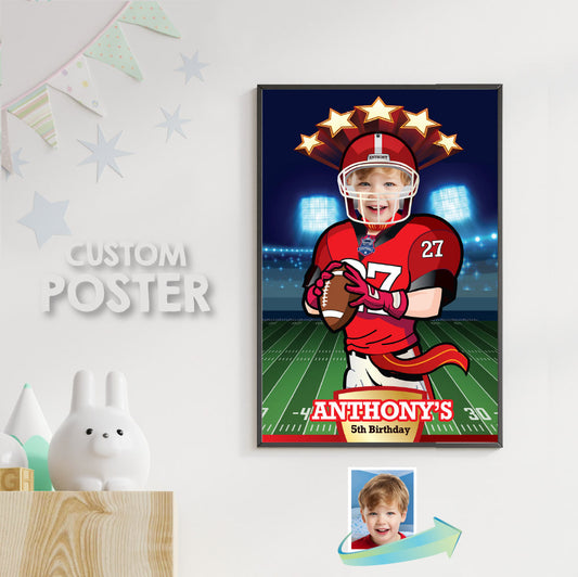 Personalized Football Poster with kid as the star, Custom Printable Football Gifts. 465