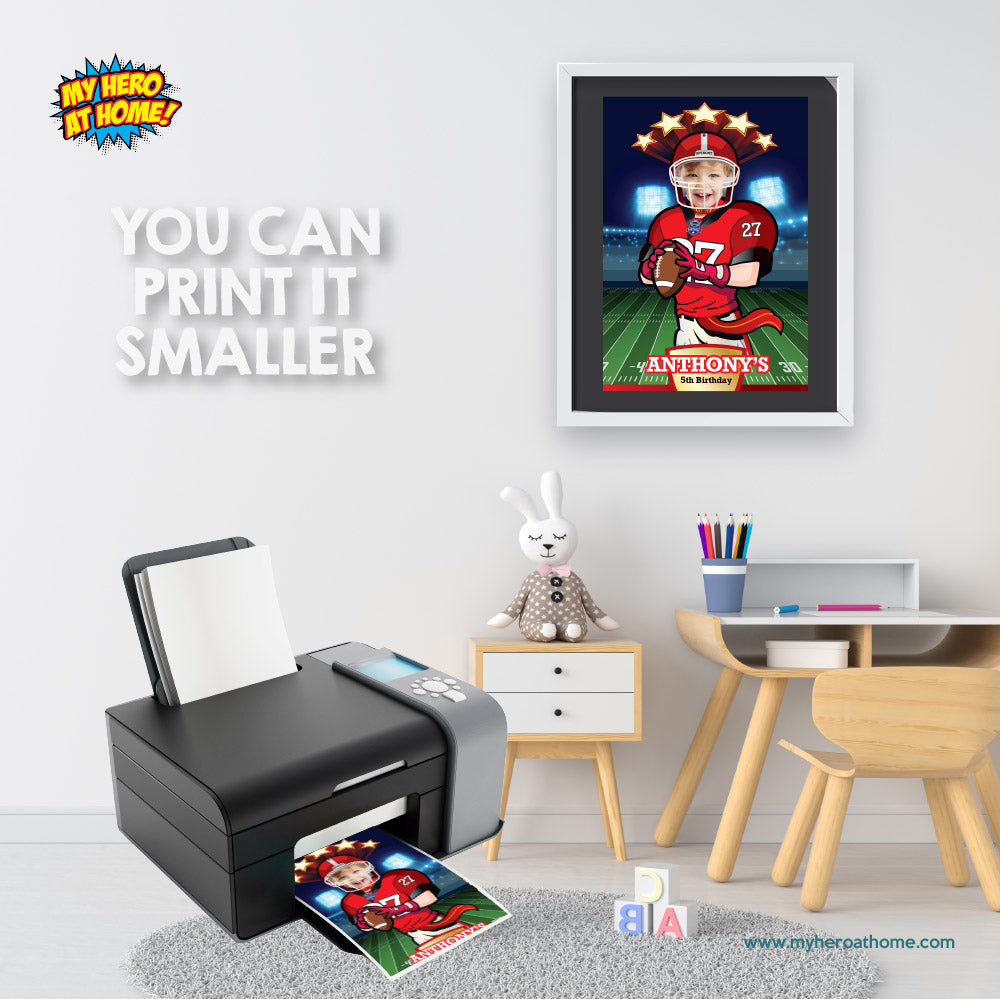 Personalized Football Poster with kid as the star, Custom Printable Football Gifts. 465