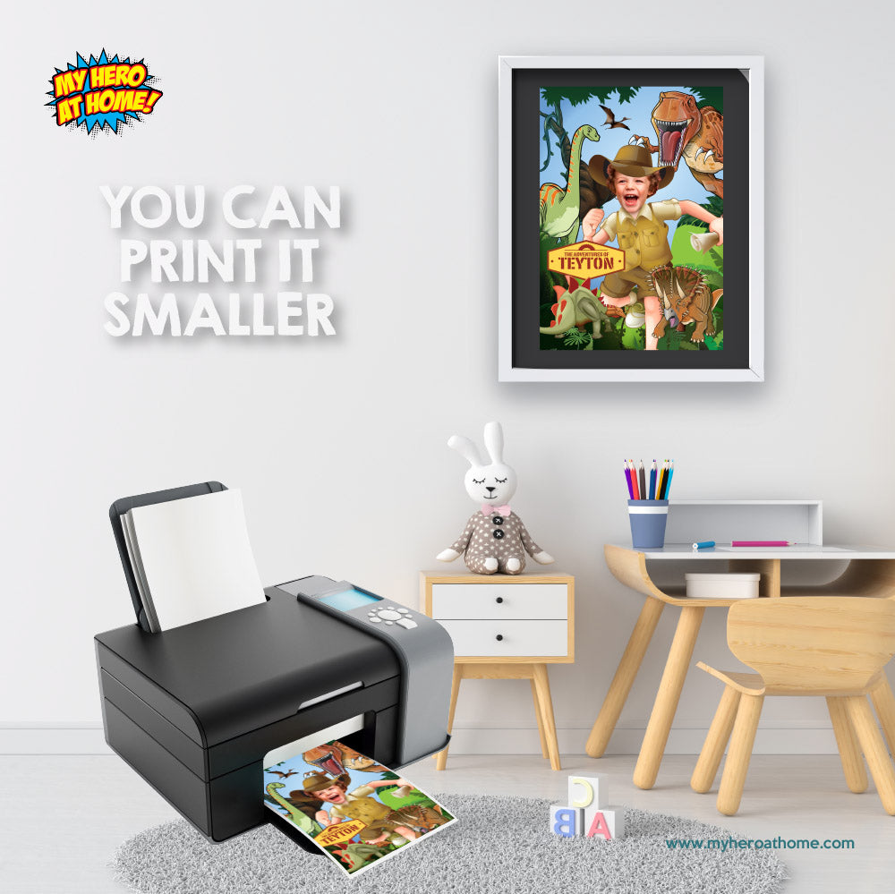 Dinosaurs Poster with your kid as the star, T-Rex Poster Decor, Dinousars Gifts with photo. 468