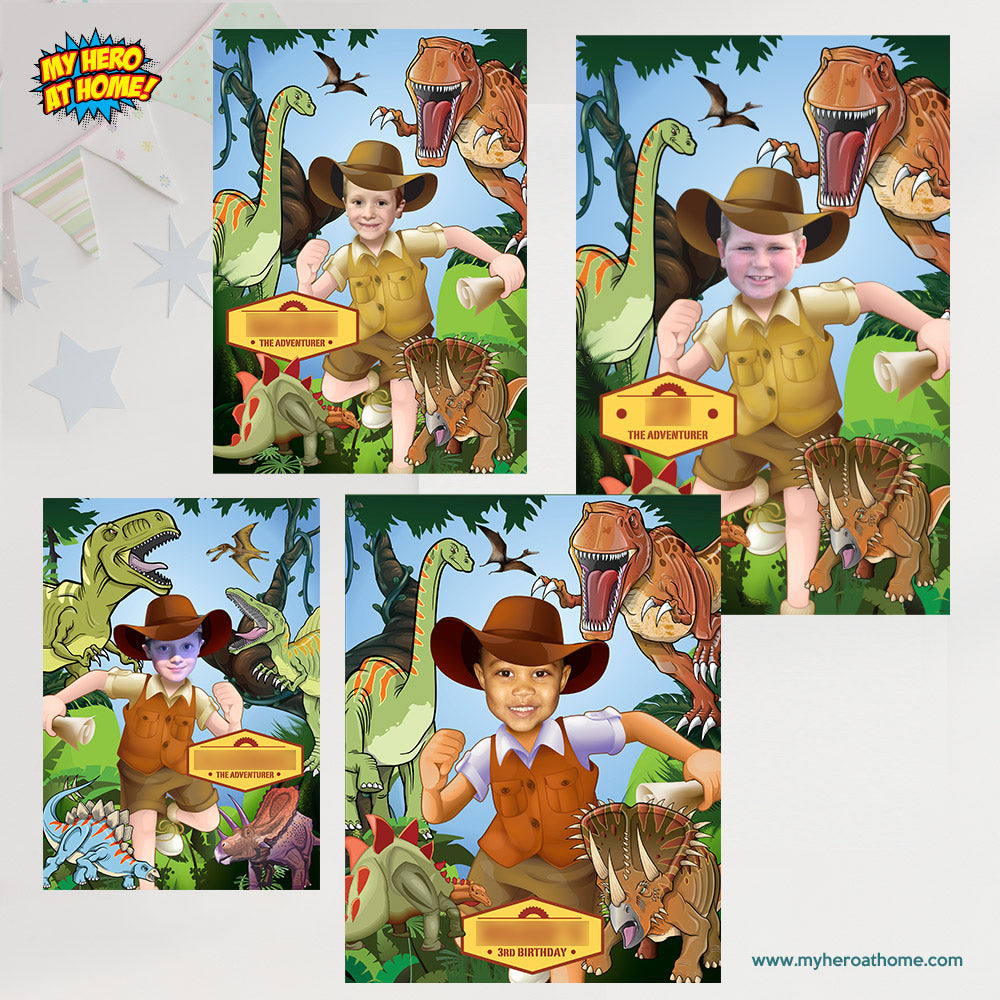 Dinosaurs Poster with your kid as the star, T-Rex Poster Decor, Dinousars Gifts with photo. 468
