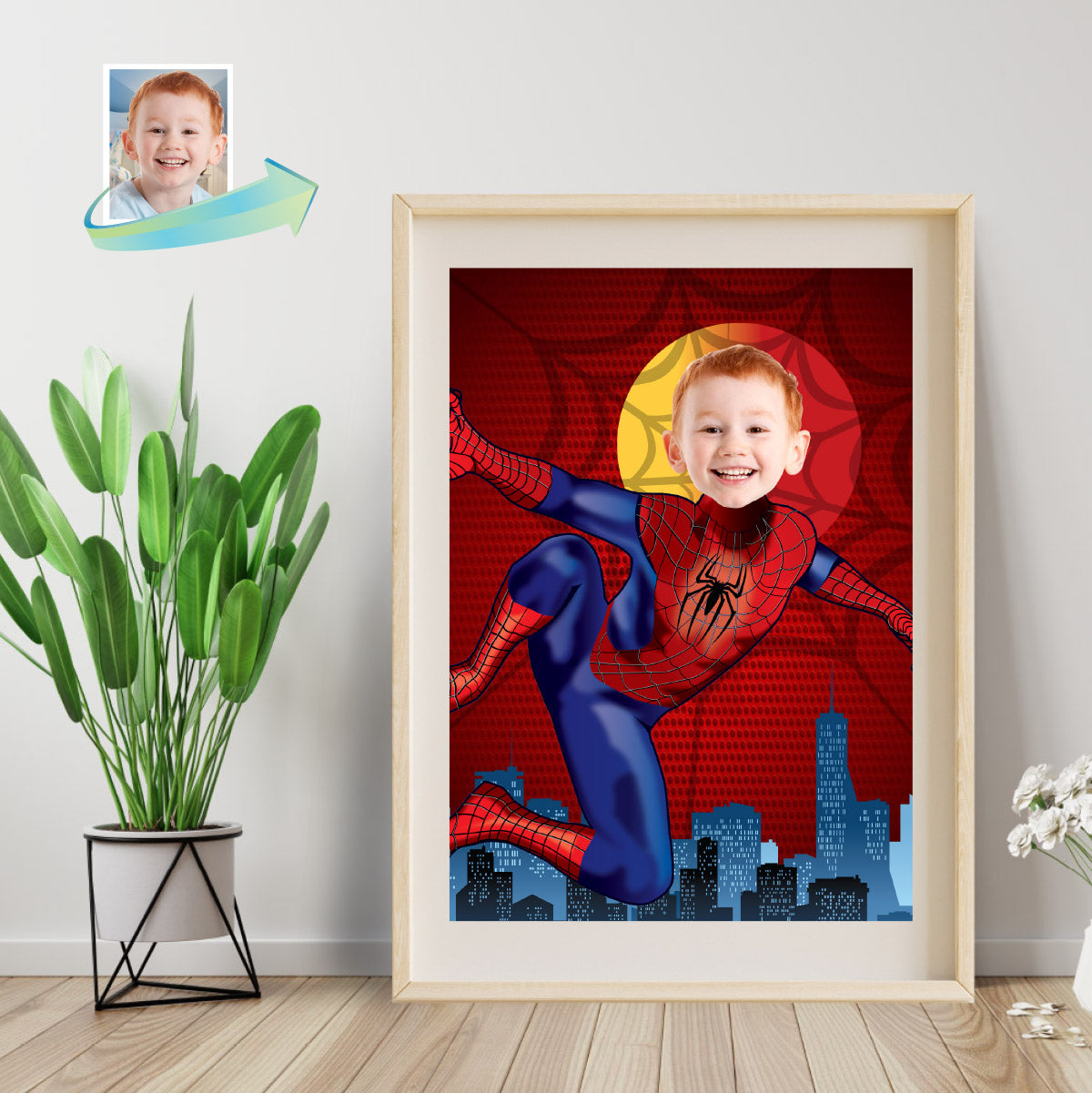 Personalized Spider-Man Print with Child as Peter Parker. 469