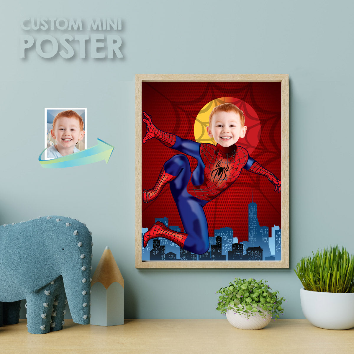 Personalized Spider-Man Print with Child as Peter Parker. 469