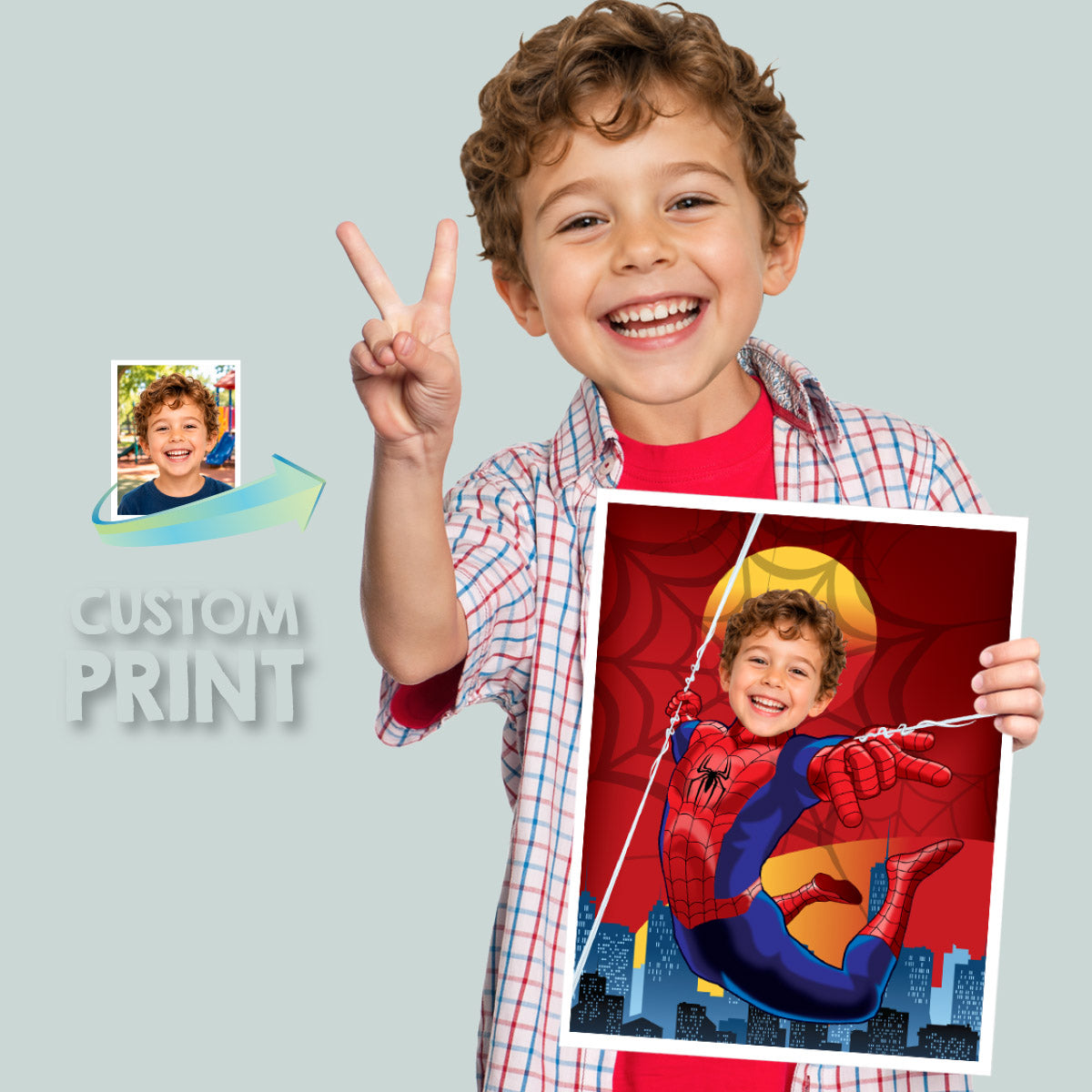 Personalized Spider-Man Print Featuring Child as Spidey, Printable Spiderman gifts. 470