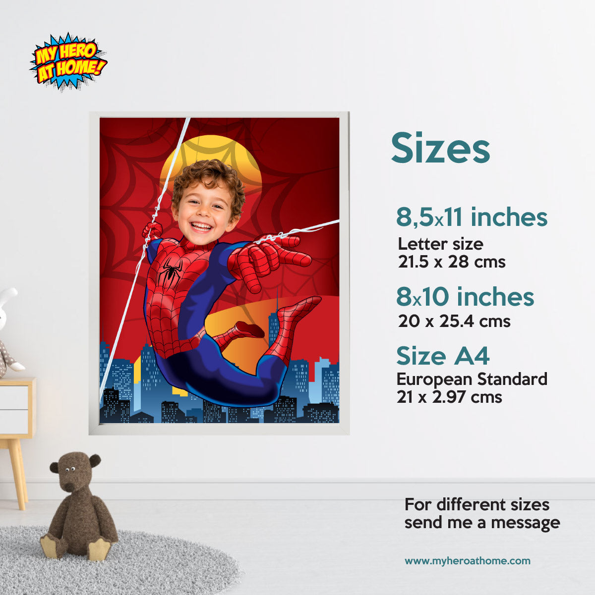 Personalized Spider-Man Print Featuring Child as Spidey, Printable Spiderman gifts. 470