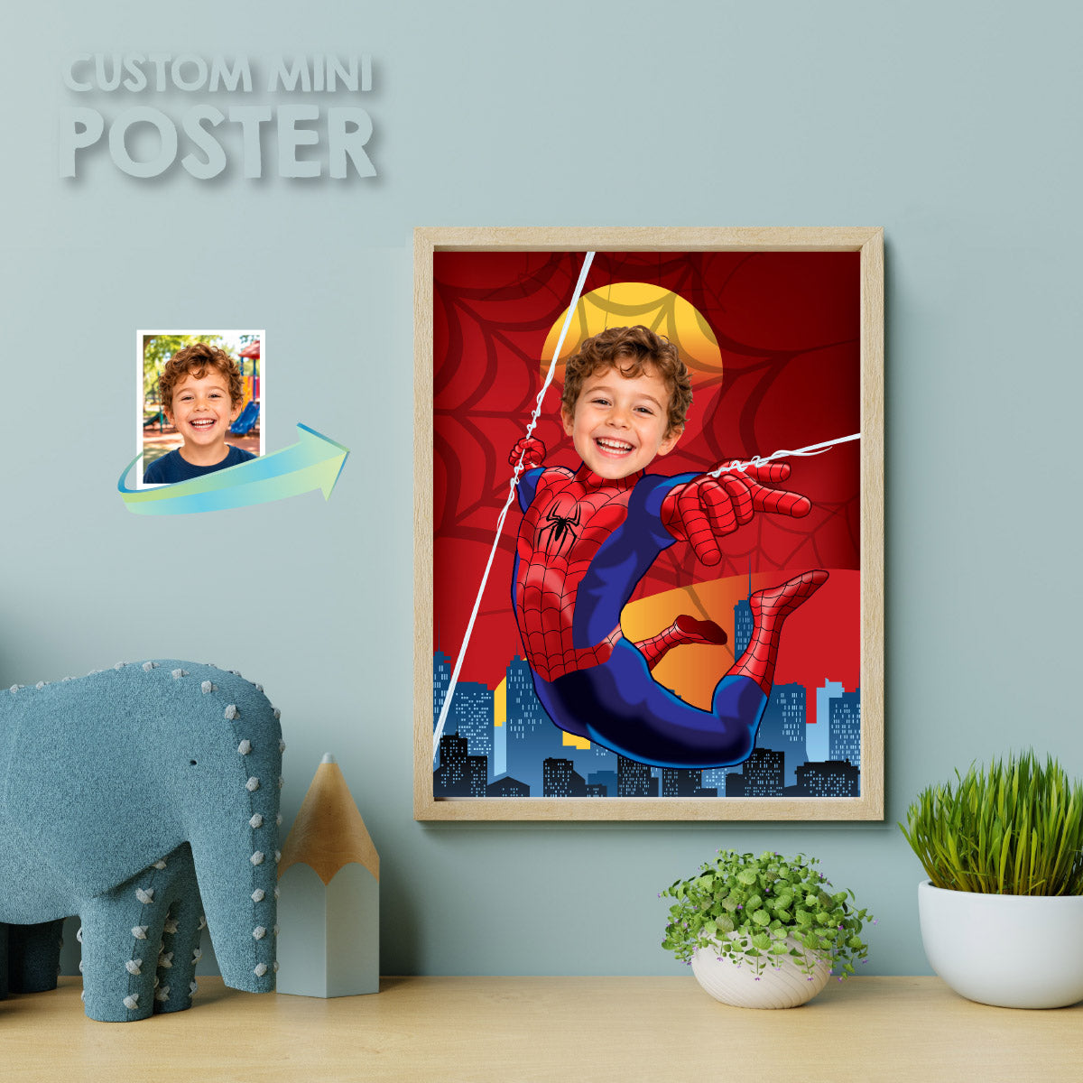 Personalized Spider-Man Print Featuring Child as Spidey, Printable Spiderman gifts. 470
