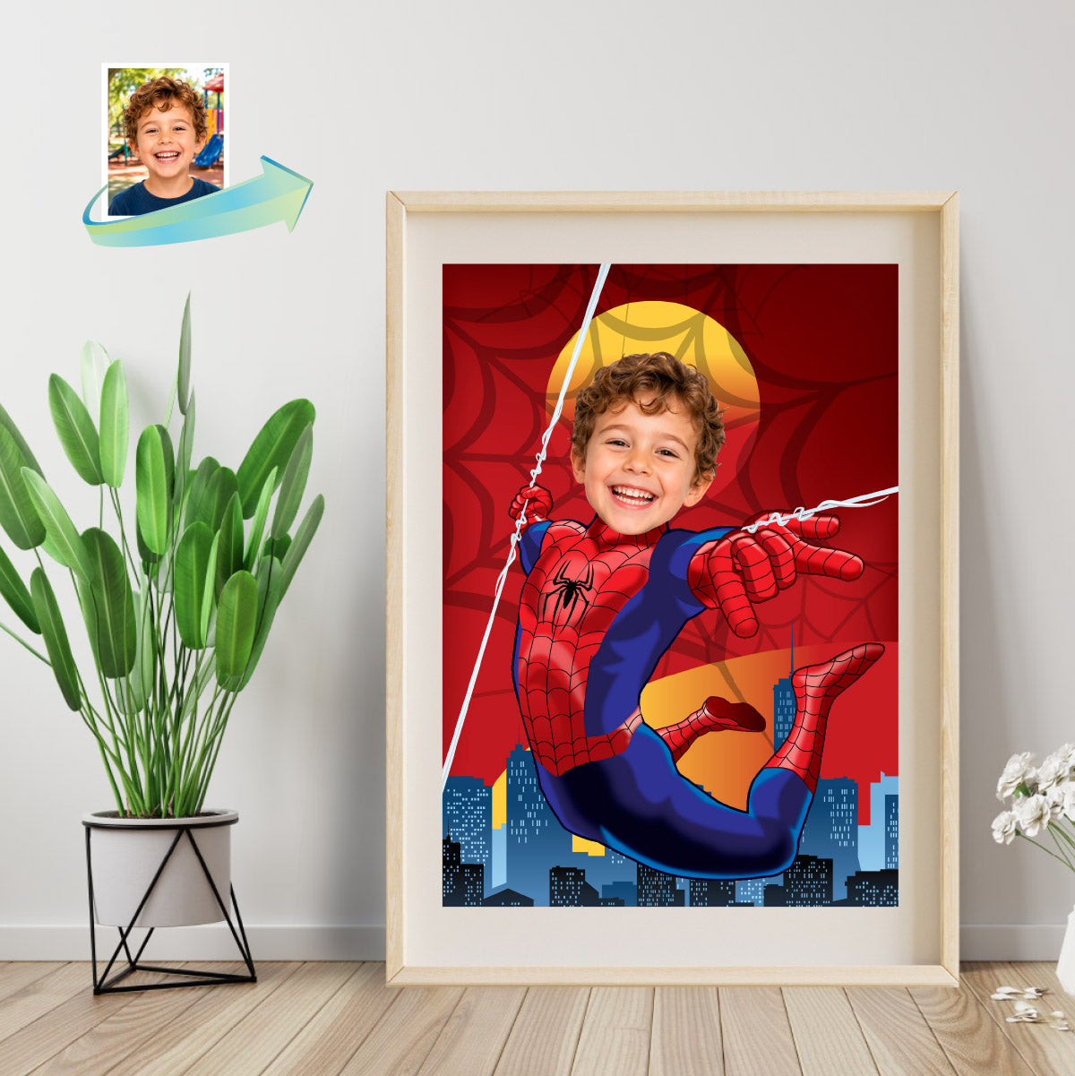 Personalized Spider-Man Print Featuring Child as Spidey, Printable Spiderman gifts. 470