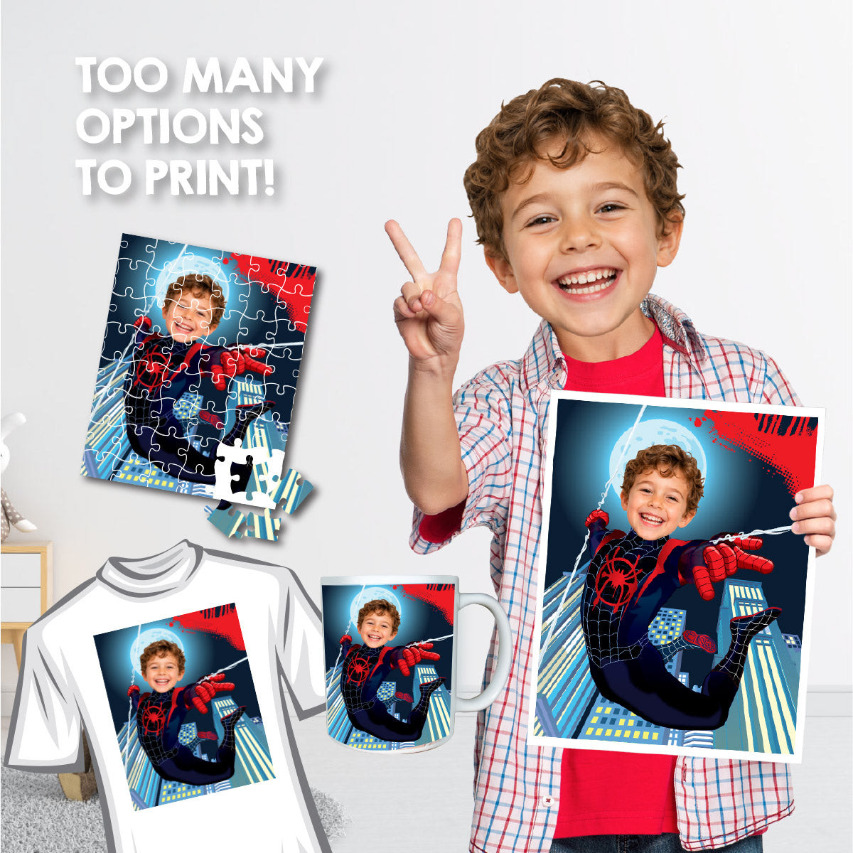 Personalized Spider-Verse Gifts Prints Featuring Child as Miles Morales. 471