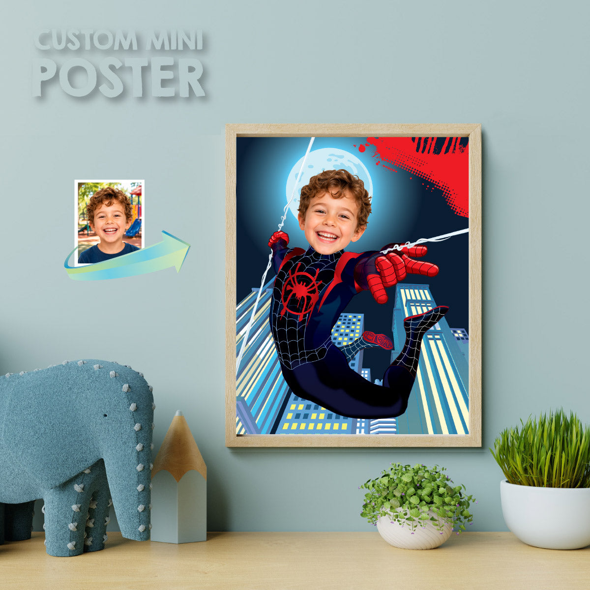 Personalized Spider-Verse Gifts Prints Featuring Child as Miles Morales. 471