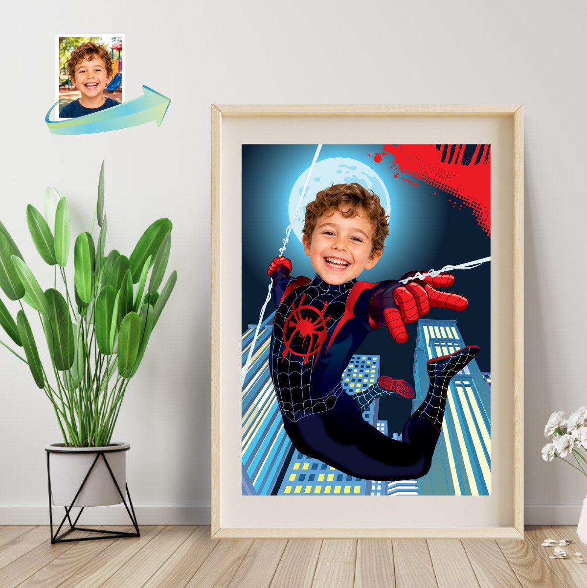Personalized Spider-Verse Gifts Prints Featuring Child as Miles Morales. 471