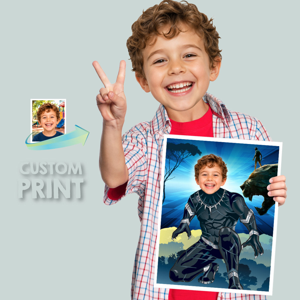 Personalized Black Panther Print Gifts Featuring Child as Favorite Superhero. 472