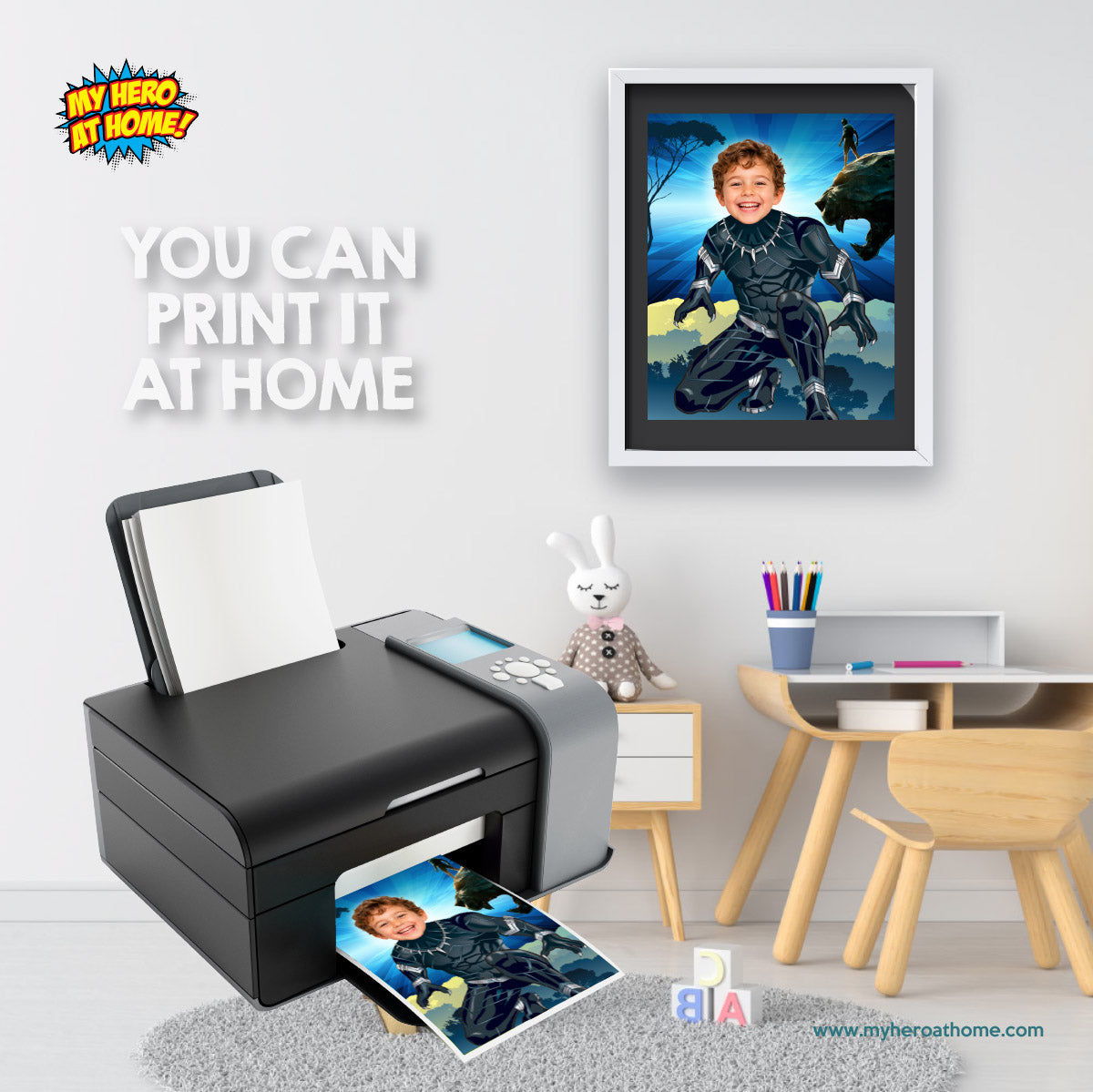 Personalized Black Panther Print Gifts Featuring Child as Favorite Superhero. 472