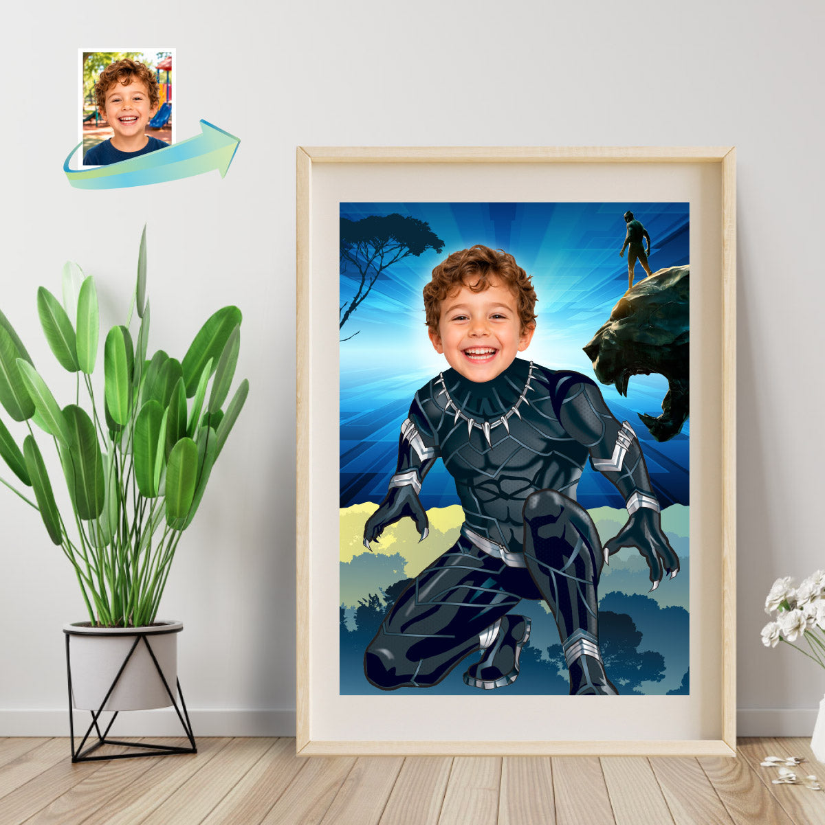Personalized Black Panther Print Gifts Featuring Child as Favorite Superhero. 472
