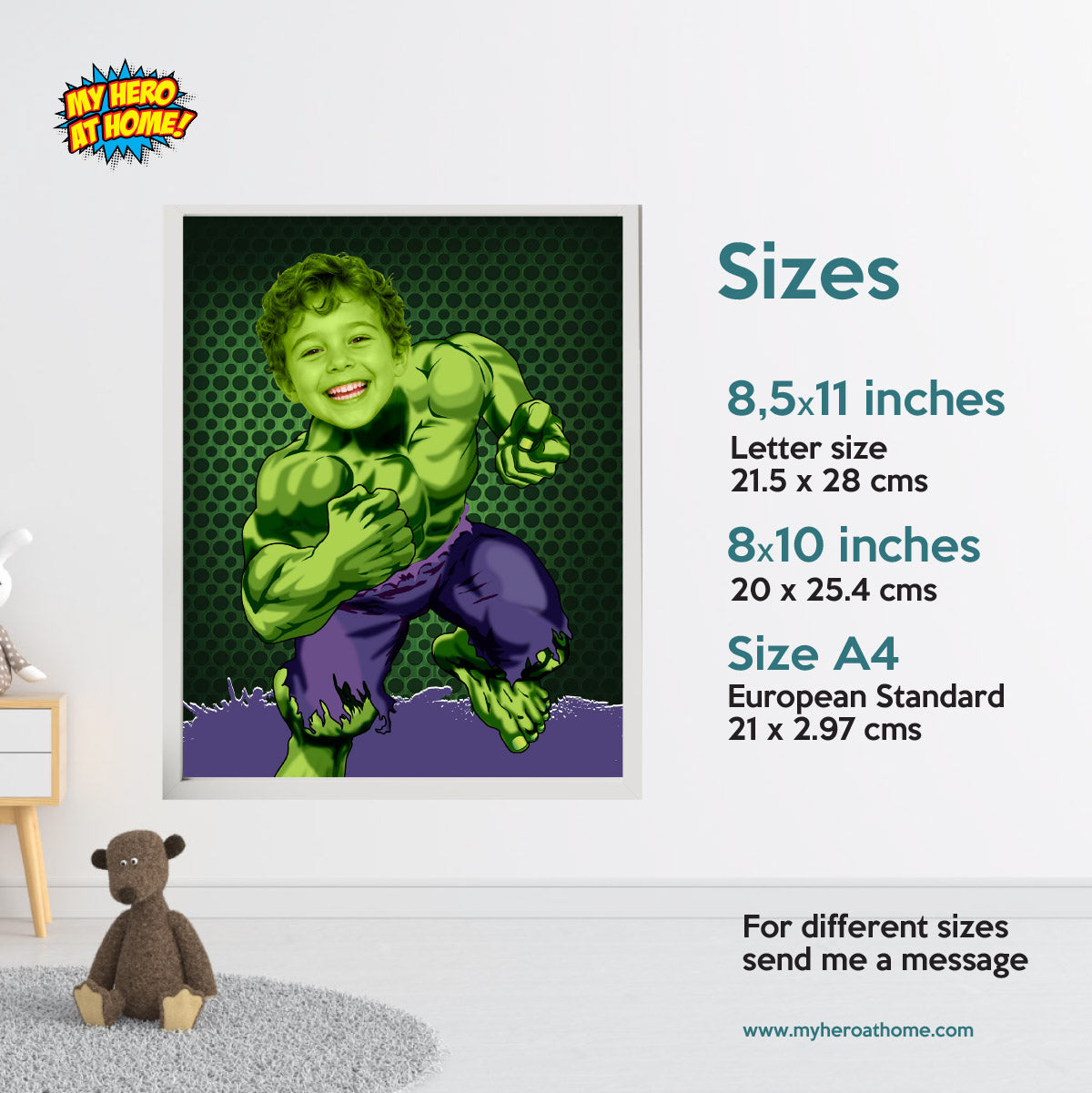 Personalized Printable Hulk Gifts Featuring Child as Favorite Superhero. 473
