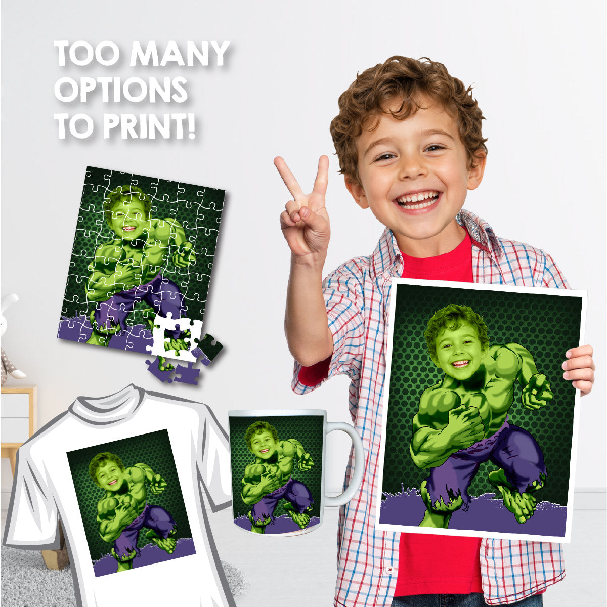 Personalized Printable Hulk Gifts Featuring Child as Favorite Superhero. 473