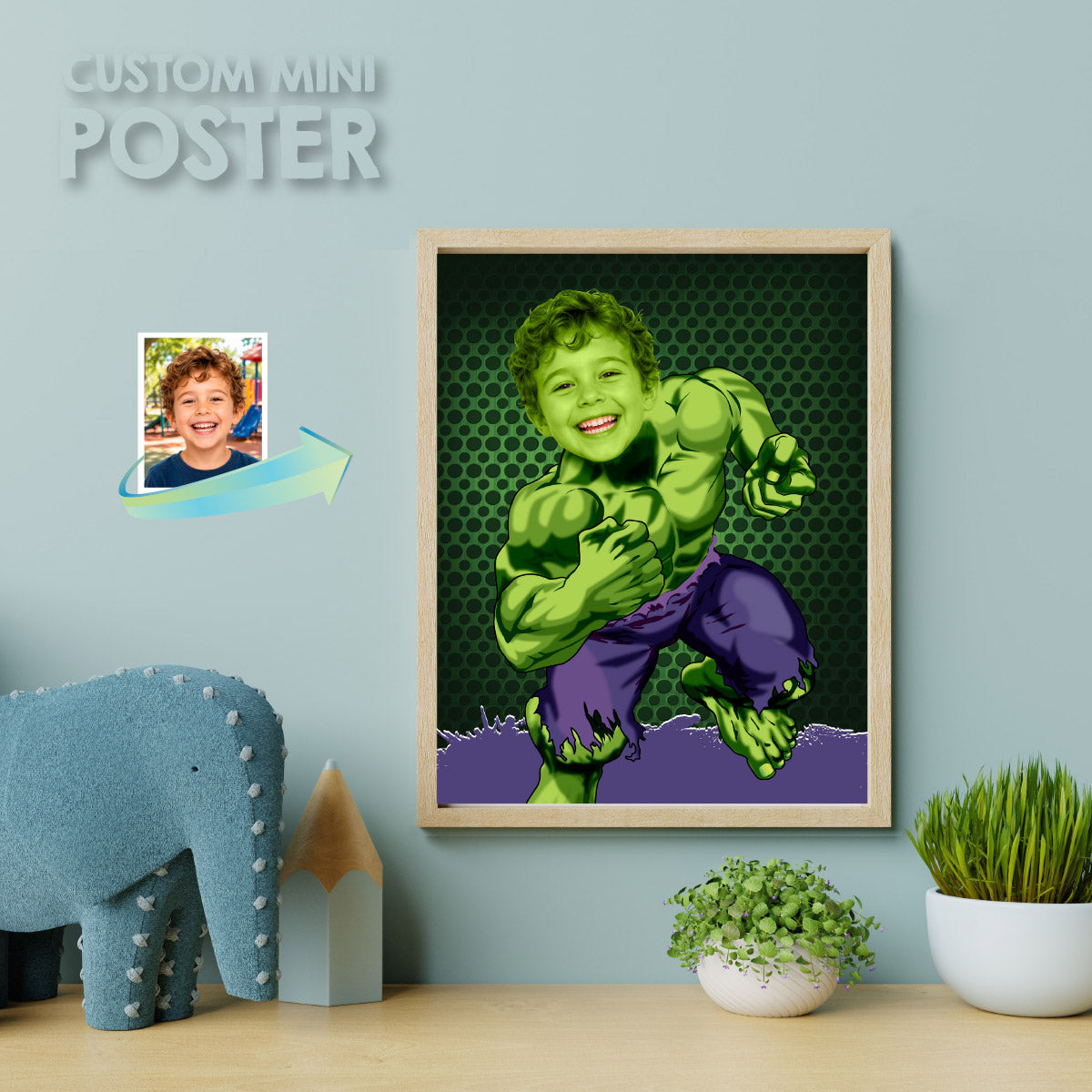 Personalized Printable Hulk Gifts Featuring Child as Favorite Superhero. 473
