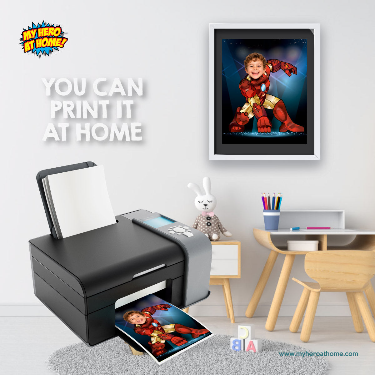 Personalized Iron Man Print Gifts with Child as Favorite Superhero. 474