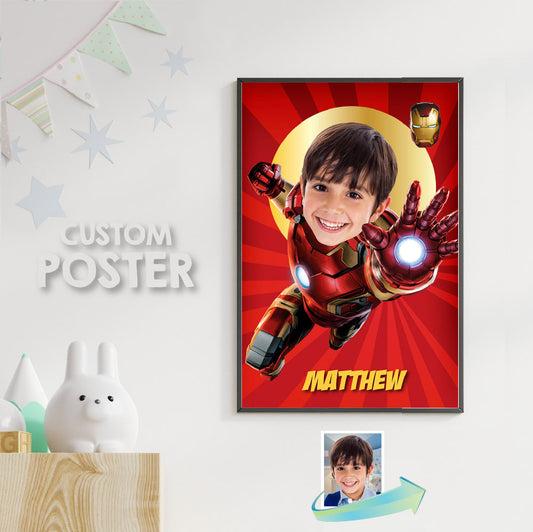 Printable Ironman Gifts with photo, Custom Iron Man Decor, Ironman Photo Print. 475B