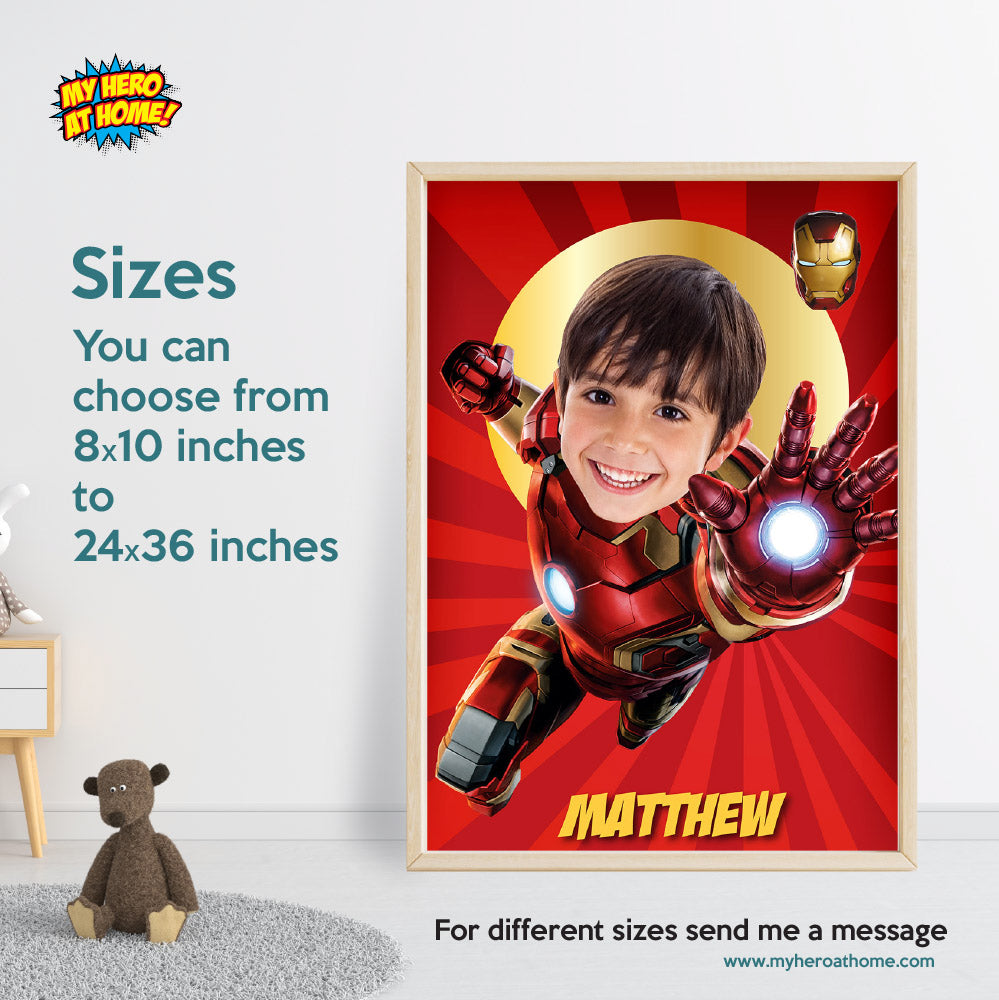 Printable Ironman Gifts with photo, Custom Iron Man Decor, Ironman Photo Print. 475B