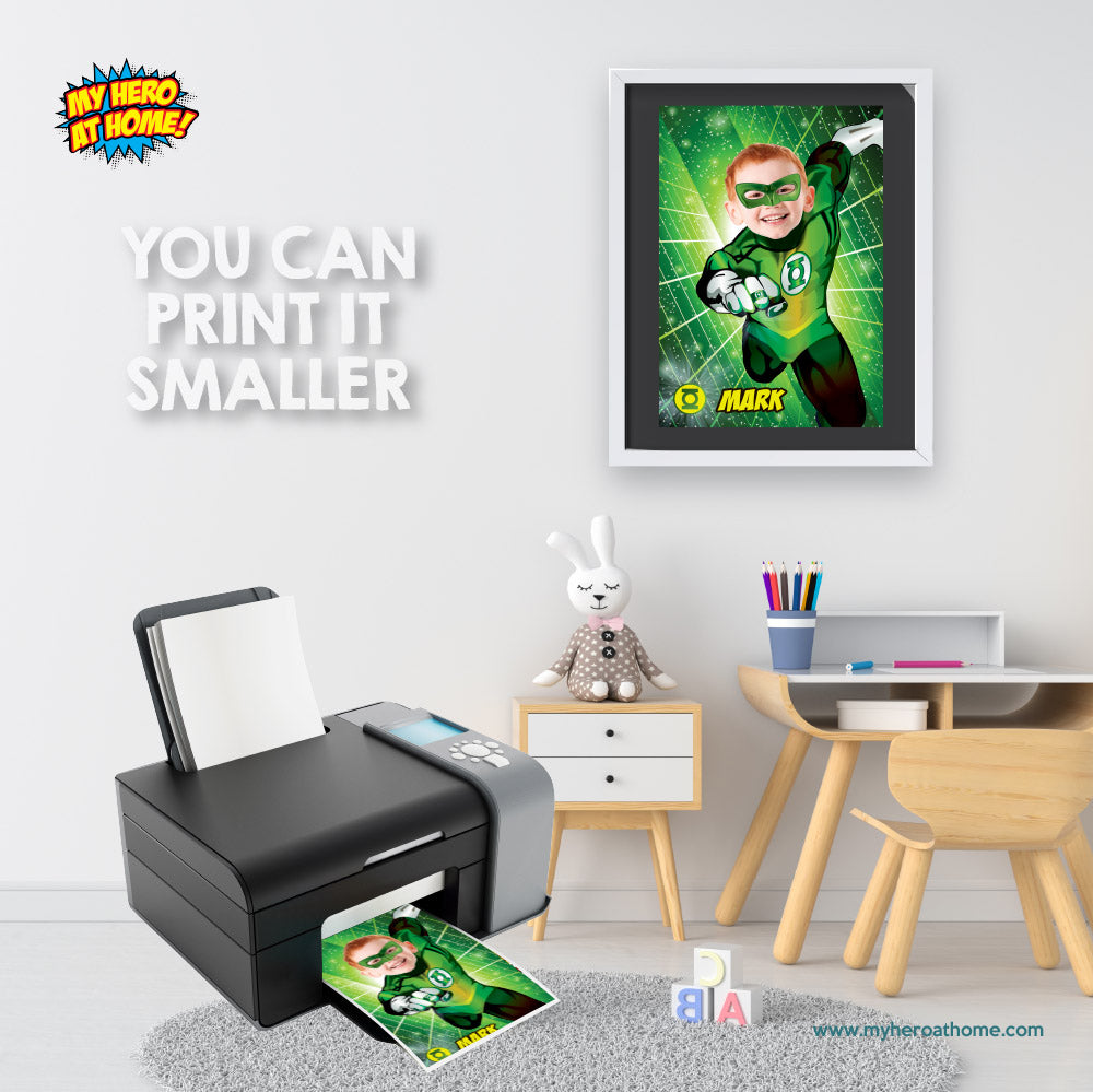Custom Green Lantern Gifts with photo of your kid, Green Lantern Photo Poster. 482B