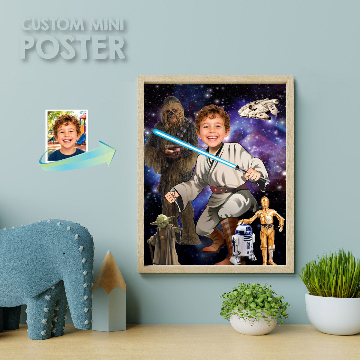 Personalized Star Wars Print Gift Featuring Child as the Master Jedi. 497B