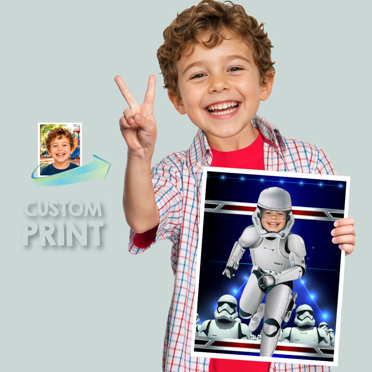 Personalized Star Wars Dark Side Print Gift Featuring Child as a Stormtrooper. 499
