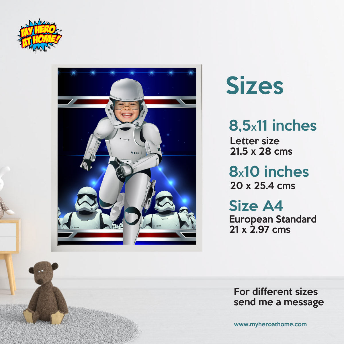 Personalized Star Wars Dark Side Print Gift Featuring Child as a Stormtrooper. 499