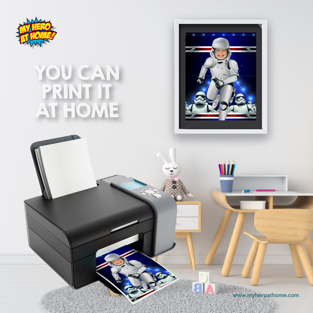 Personalized Star Wars Dark Side Print Gift Featuring Child as a Stormtrooper. 499
