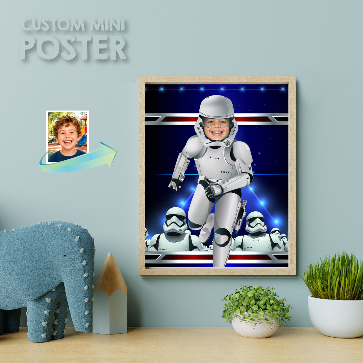 Personalized Star Wars Dark Side Print Gift Featuring Child as a Stormtrooper. 499