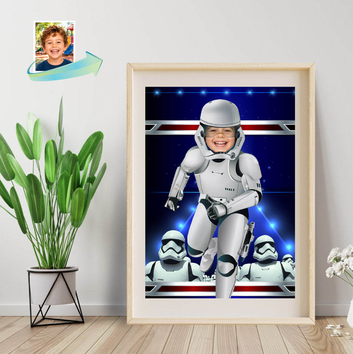 Personalized Star Wars Dark Side Print Gift Featuring Child as a Stormtrooper. 499
