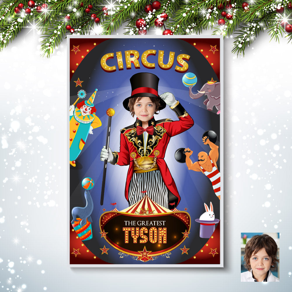 Custom Circus photo Poster, Circus Ringleader printable gifts, Carnival Gifts with kid as the Ringmaster. 509GF